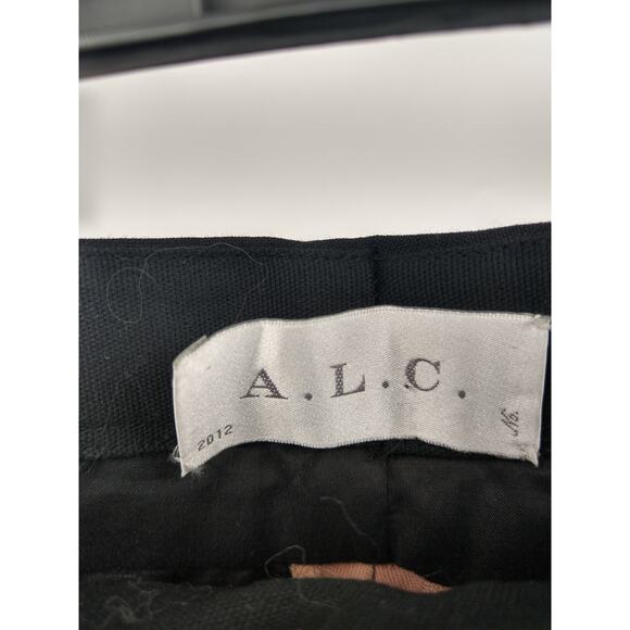 A.L.C. James Pants 2 Wool Mohair Blend Cropped Tuxedo Stripe Trousers Tan Black - Picture 3 of 11